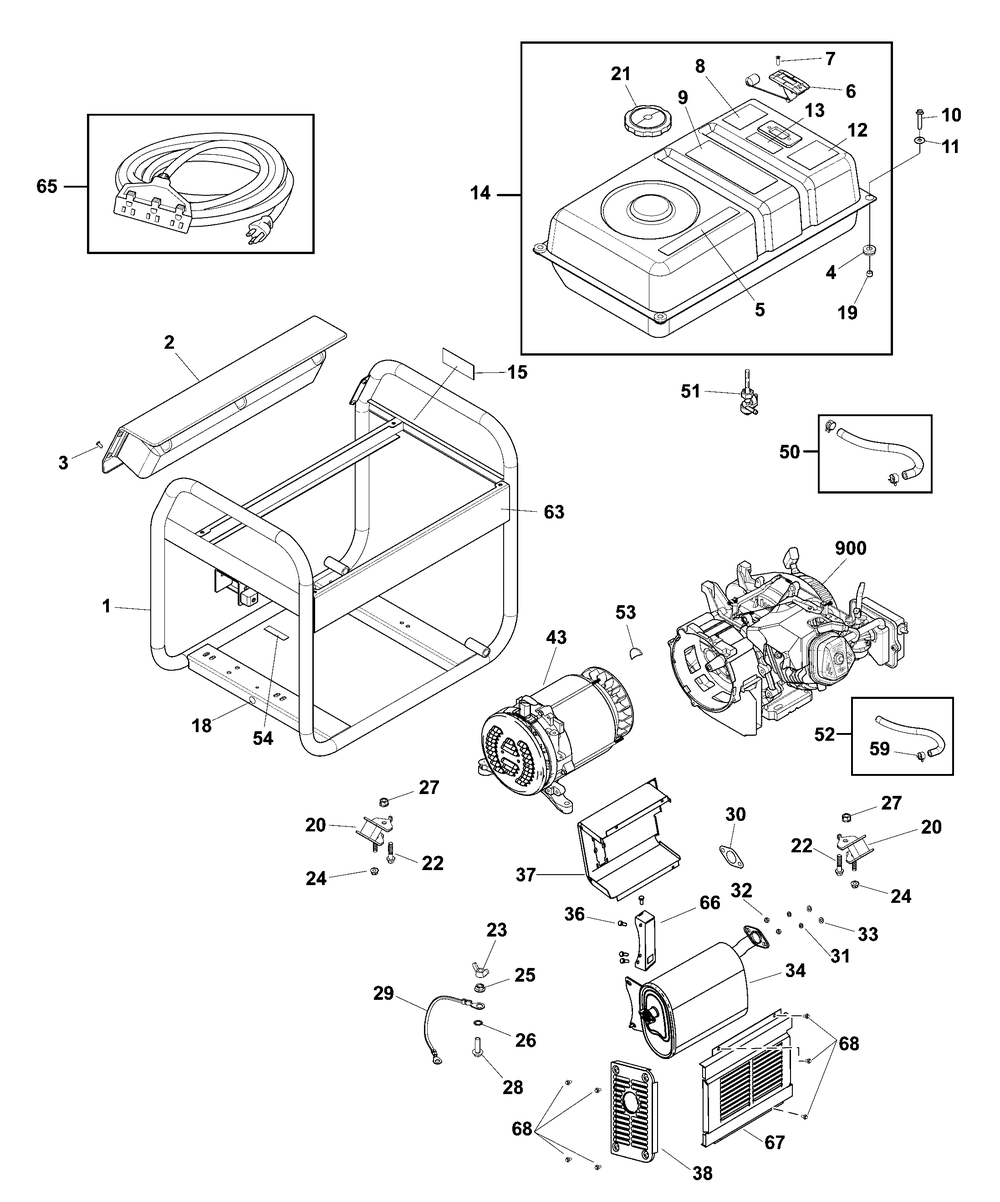 Main Unit (80105759) Diagram and Parts List for 030798A-00  Briggs and Stratton Generator